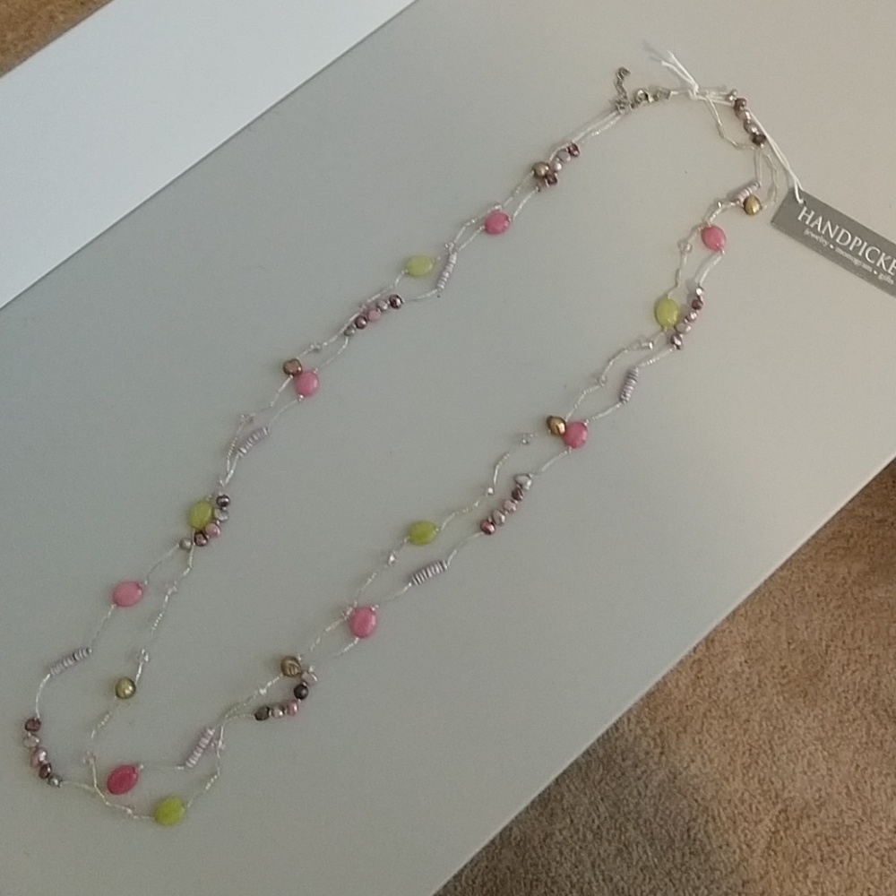 New, multicolor, long beaded necklace